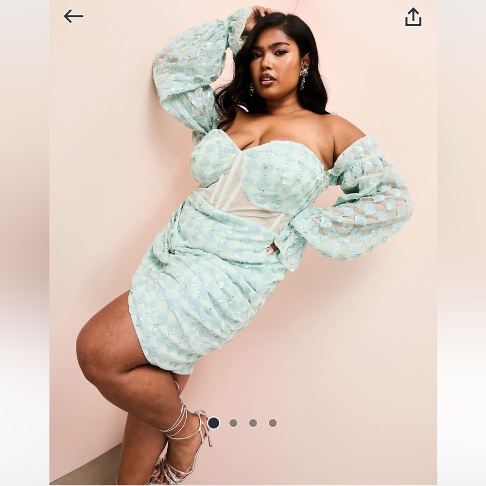 NWT EMBELLISHED CORSETTED MINI DRESS MINT GREEN